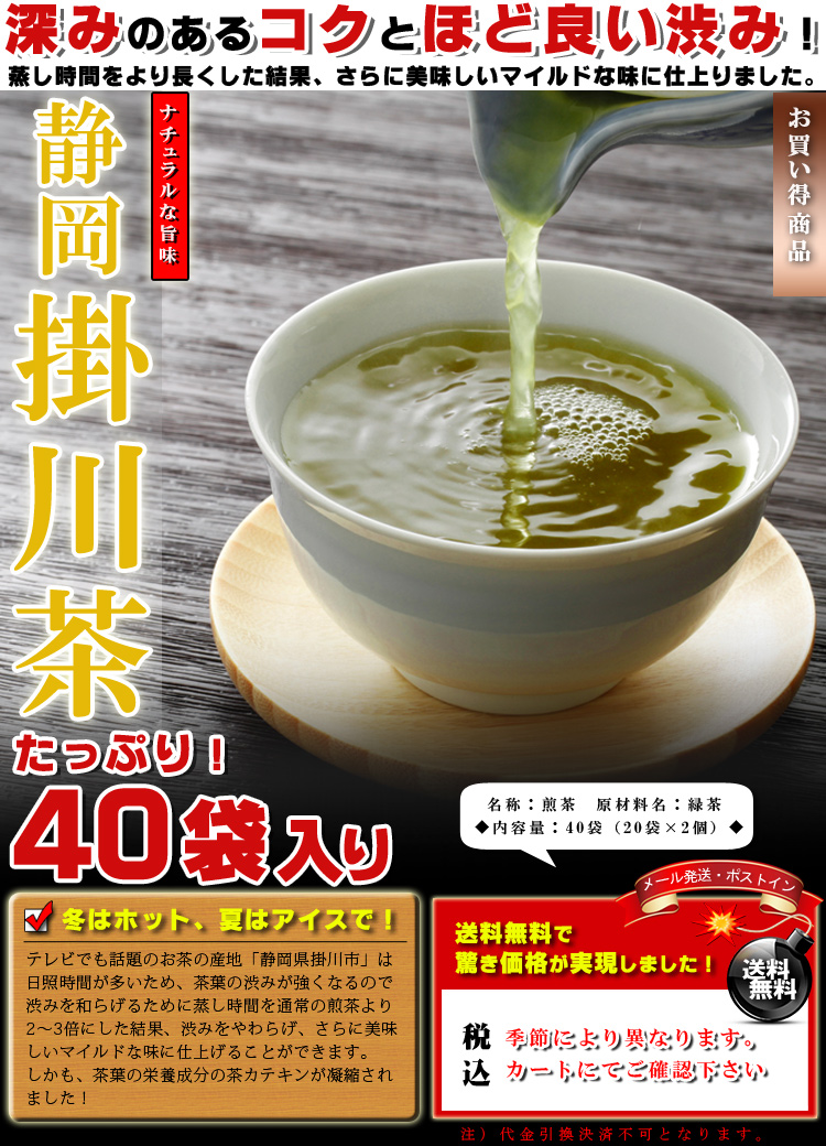掛川茶 深蒸し茶 ティーパック 40袋